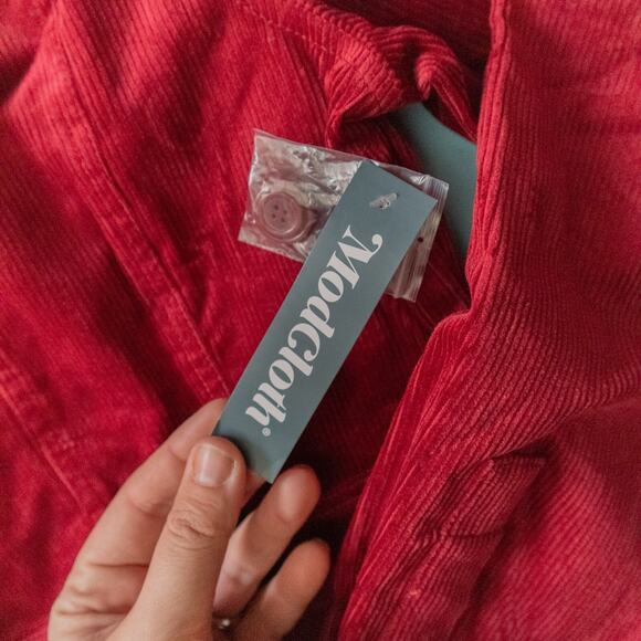 NEW Modcloth Red Long Sleeve Corduroy Button Front Dress Size XLarge - Picture 5 of 9